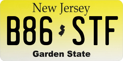 NJ license plate B86STF