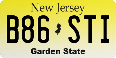 NJ license plate B86STI