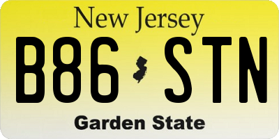 NJ license plate B86STN