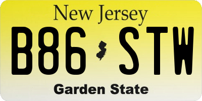 NJ license plate B86STW