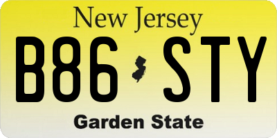 NJ license plate B86STY