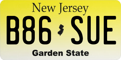 NJ license plate B86SUE
