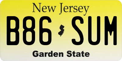 NJ license plate B86SUM