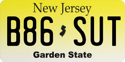 NJ license plate B86SUT