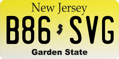 NJ license plate B86SVG