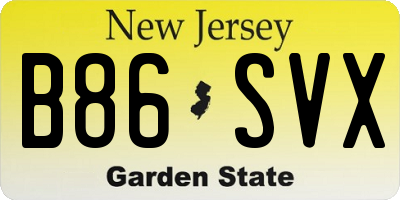 NJ license plate B86SVX