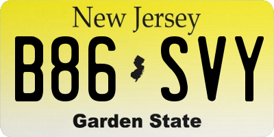 NJ license plate B86SVY