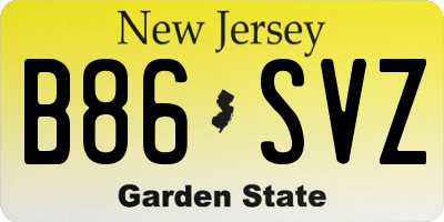 NJ license plate B86SVZ