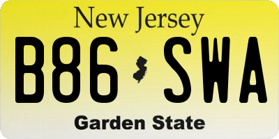 NJ license plate B86SWA