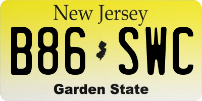 NJ license plate B86SWC