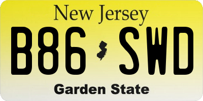 NJ license plate B86SWD