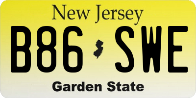 NJ license plate B86SWE