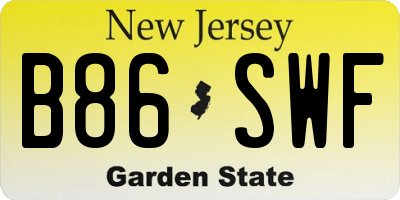 NJ license plate B86SWF