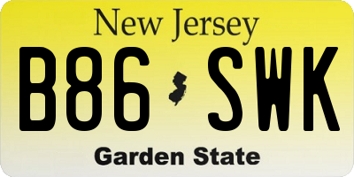 NJ license plate B86SWK
