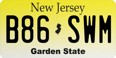 NJ license plate B86SWM