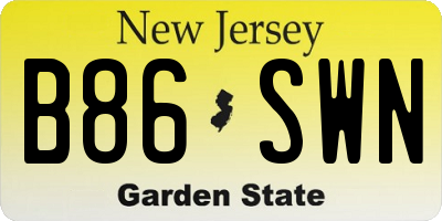 NJ license plate B86SWN