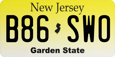 NJ license plate B86SWO