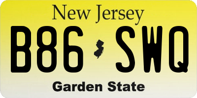 NJ license plate B86SWQ