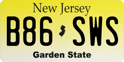NJ license plate B86SWS