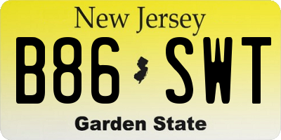 NJ license plate B86SWT
