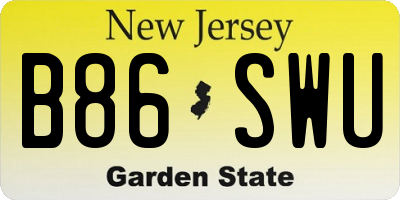 NJ license plate B86SWU
