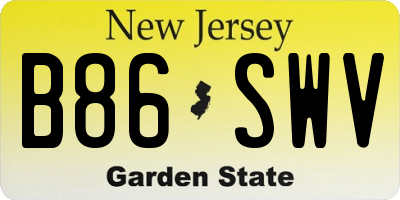 NJ license plate B86SWV