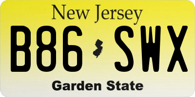 NJ license plate B86SWX
