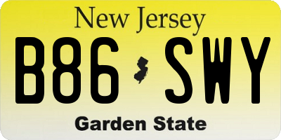 NJ license plate B86SWY