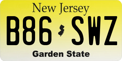 NJ license plate B86SWZ