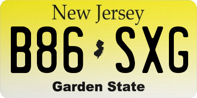 NJ license plate B86SXG