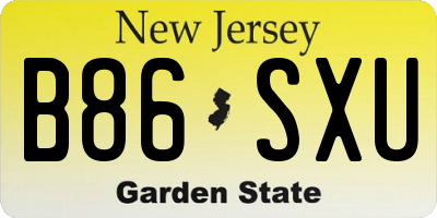 NJ license plate B86SXU