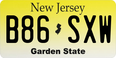 NJ license plate B86SXW