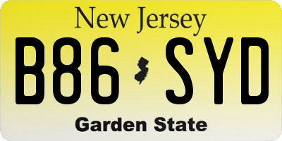 NJ license plate B86SYD