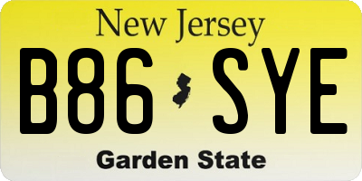 NJ license plate B86SYE