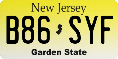 NJ license plate B86SYF