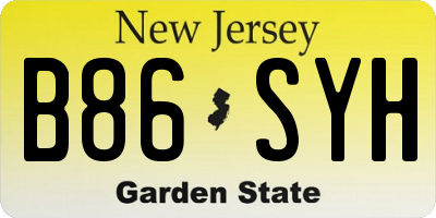 NJ license plate B86SYH