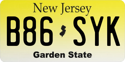 NJ license plate B86SYK