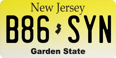 NJ license plate B86SYN