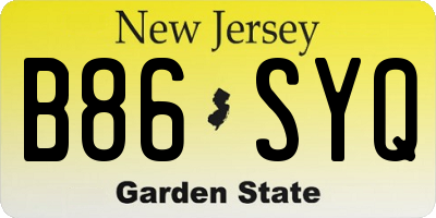 NJ license plate B86SYQ