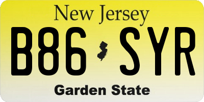 NJ license plate B86SYR