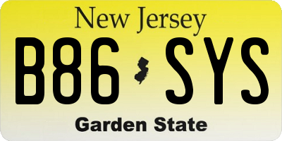 NJ license plate B86SYS