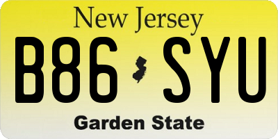 NJ license plate B86SYU