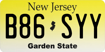 NJ license plate B86SYY