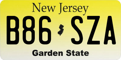 NJ license plate B86SZA