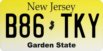 NJ license plate B86TKY