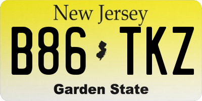 NJ license plate B86TKZ