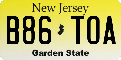 NJ license plate B86TOA