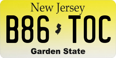 NJ license plate B86TOC