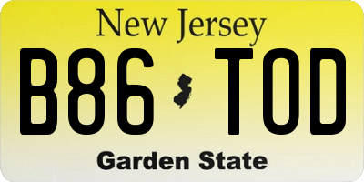 NJ license plate B86TOD