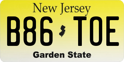 NJ license plate B86TOE
